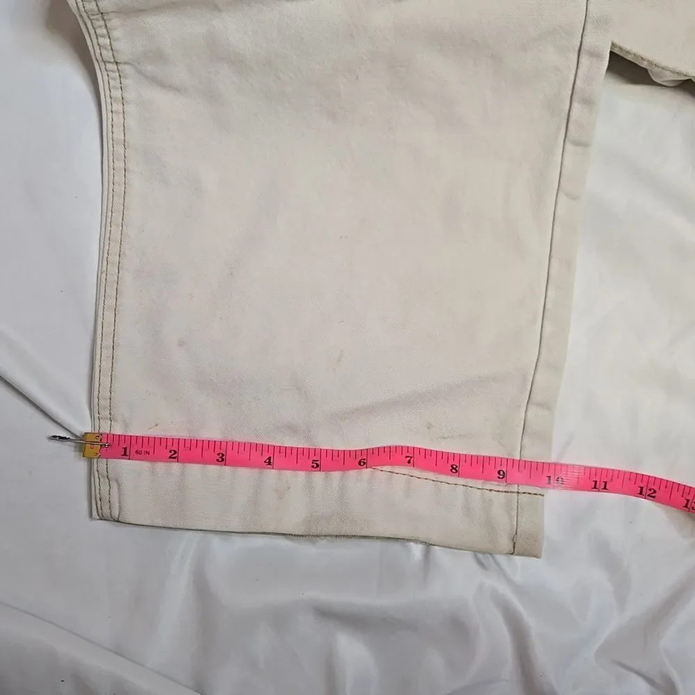 VINTAGE LL‎ Bean cream double knee straight leg gorp work pants 36x32